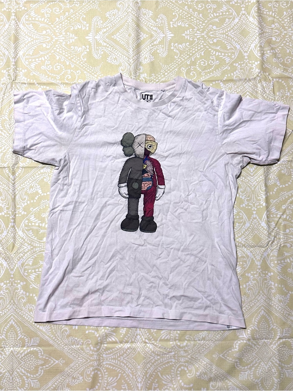 Uniqlo White Graphic KAWS Companion Split Design Tee